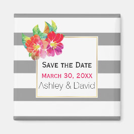 Aquarellfarben, Streifen Hochzeit speichern Sie da Magnet
