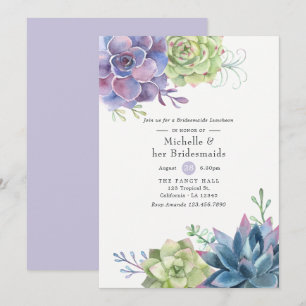 Aquarellfarben Succulents Wedding Bridesmaids Lunc Einladung