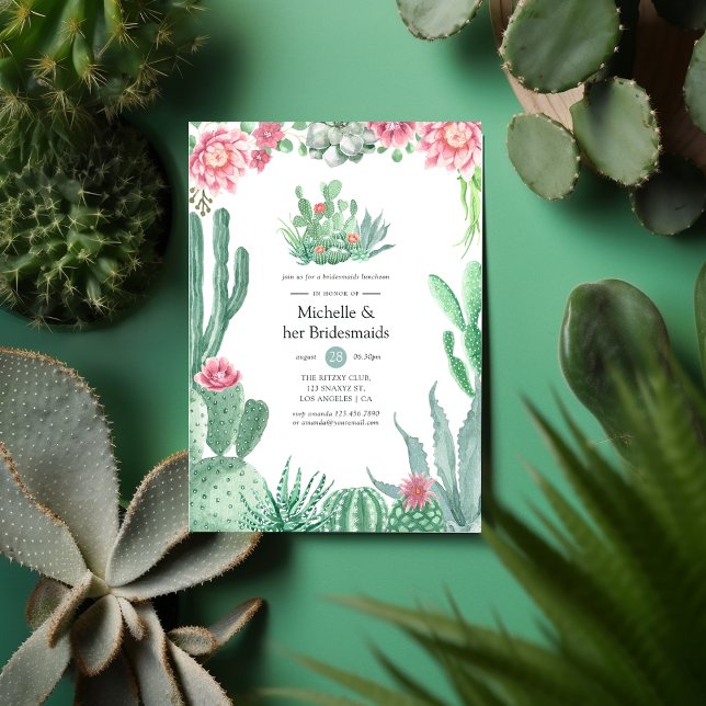 Aquarellfarben Succulents Wedding Bridesmaids Lunc Einladung (Von Creator hochgeladen)