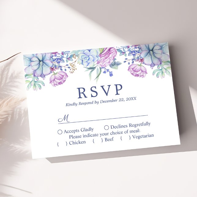 Aquarellfarben-Sukkulationen Floral Boho Wedding R RSVP Karte (Von Creator hochgeladen)