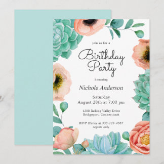 Aquarellfarben-Sukkulatur Einladung