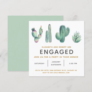 Aquarellfarben Sukkulente Lush Cactus Verlobung Einladung