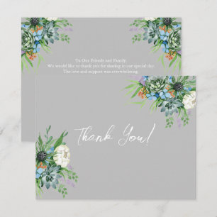 Aquarellfarben Sukkulentflora Bouquet Boho Wedding Dankeskarte