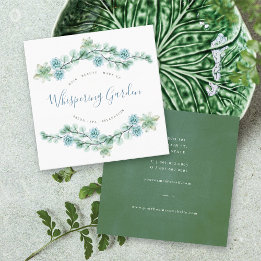 Aquarellfarben Sukkultureller Blumenchic Botanisch Quadratische Visitenkarte
