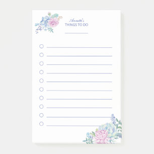 Aquarellfarben-Sukkulturen für Blumenzettel Post-it Klebezettel