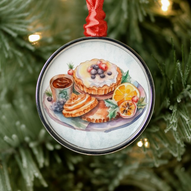 Aquarellfarben Süße Leckereien Ornament Aus Metall (Baum)