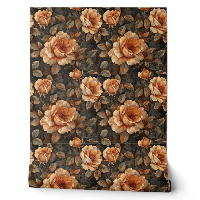 Aquarellfarben - Terracotta - Englisch Rose Tapete (Abrollen)