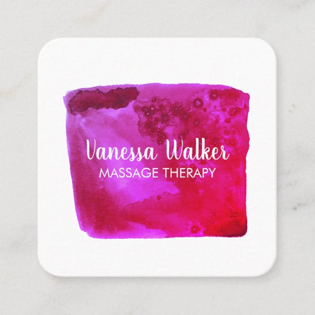 Aquarellfarben Textur farbige Quadrat Hot Pink Quadratische Visitenkarte (Vorderseite)