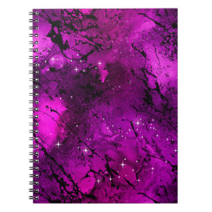 Aquarellfarben Tiefe Rosa und schwarze Marmorgalax Notizblock