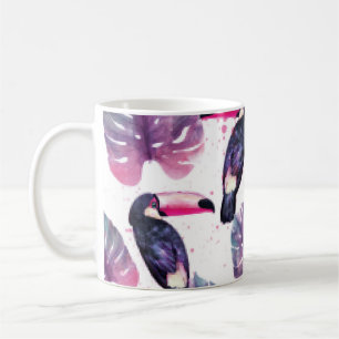 Aquarellfarben: Tropischer Ultra-Violet-Chic. Kaffeetasse