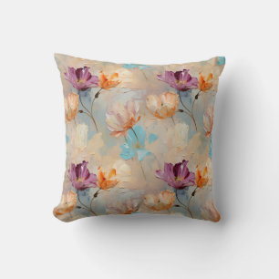 Aquarellfarben Tulische Blume Farbiges Muster Kissen