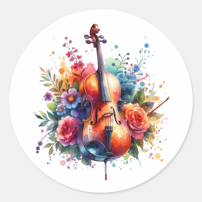 Aquarellfarben und Blumen Runder Aufkleber (Vorderseite)