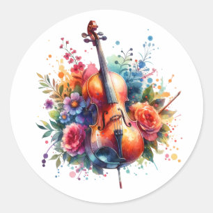 Aquarellfarben und Blumen Runder Aufkleber