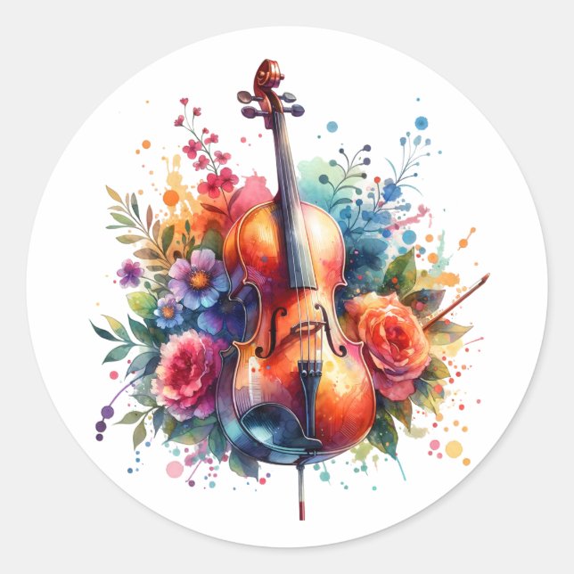Aquarellfarben und Blumen Runder Aufkleber (Vorderseite)
