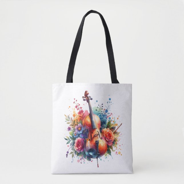 Aquarellfarben und Blumen Tasche (Vorderseite)