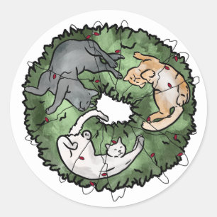Aquarellfarben und grün Weihnachten Runder Aufkleber