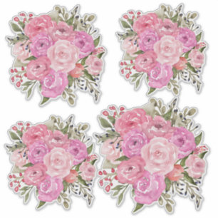 Aquarellfarben Vintag rosa Rose Bouquet Aufkleber