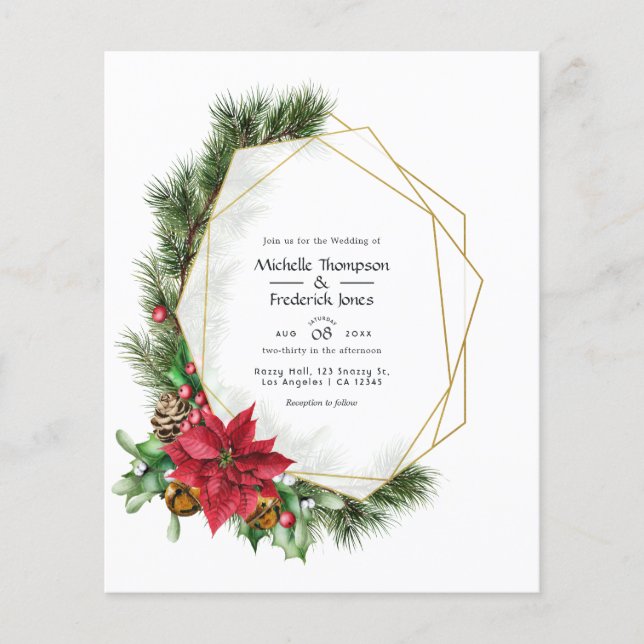Aquarellfarben Weihnachtsgeometrische Hochzeit Flyer (Vorne)