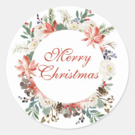 Aquarellfarben Weihnachtskreidekleber Runder Aufkleber