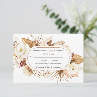 Aquarellfarben Weiße Blume Pampas Grass Geburtstag RSVP Karte