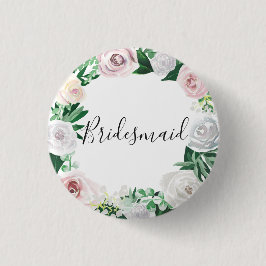 Aquarellfarben Weiße Grüne Bridesmaid Button