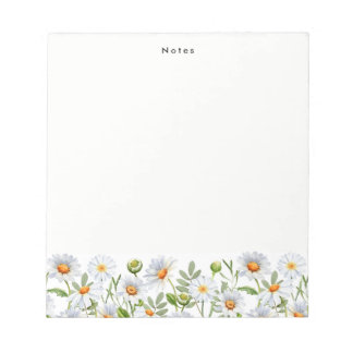 Aquarellfarben Weißes Daisy Personalisiertes Notep Notizblock