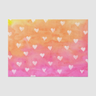 Aquarellfarben Weißes Herz auf Lila und gelb Seidenpapier