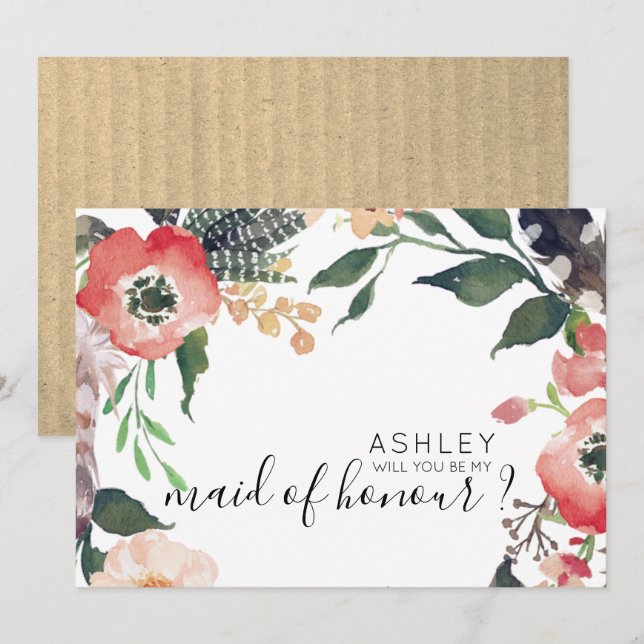 Aquarellfarben werden Sie mein Name für eine Bride Einladung (Vorne/Hinten)