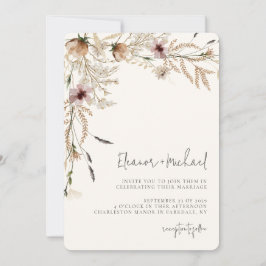 Aquarellfarben Wildblume Beige Hochzeit Einladung