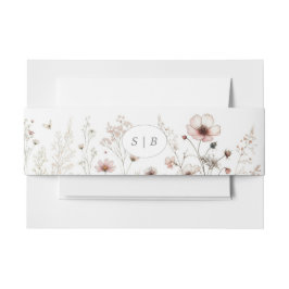 Aquarellfarben Wildblume Einladung Bauchband Einladungsbanderole