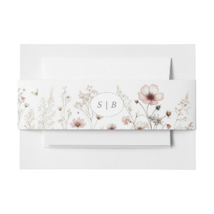 Aquarellfarben Wildblume Einladung Bauchband Einladungsbanderole