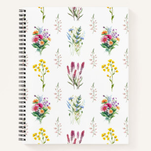 Aquarellfarben Wildblume Nahtloses Muster Notizbuch