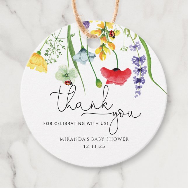 Aquarellfarben Wildblume Vielen Dank für Ihr Inter Geschenkanhänger (Vorderseite)