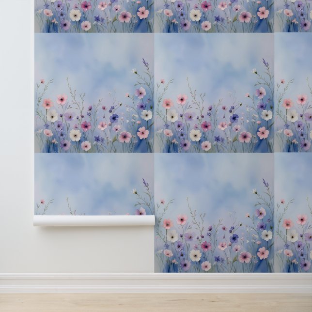 Aquarellfarben Wildblume Wiesenblaue Pegel und -kl Tapete (Anwendung)
