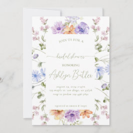 Aquarellfarben Wildblumen Brautdusche Einladung