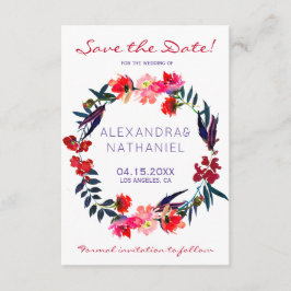 Aquarellfarben-Wildblumen der Roten Marine rett Da Save The Date