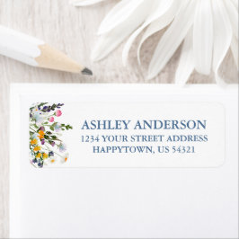 Aquarellfarben Wildblumen Dusty Blue Rücksendeadre