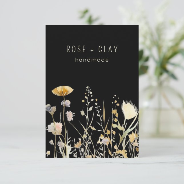 Aquarellfarben-Wildblumen für Schwarzhandelsproduk Begleitkarte (Stehend Vorderseite)