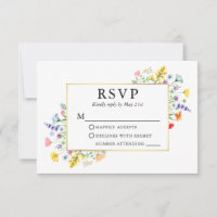 Aquarellfarben-Wildblumen Goldrahmen-Hochzeit