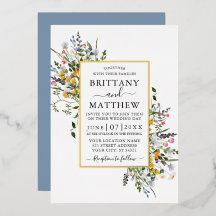 Aquarellfarben-Wildblumen Hochzeit von Dusty Blue 
