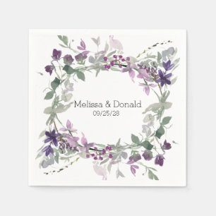Aquarellfarben Wildblumen Lavendel Blumenzehen Serviette