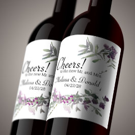 Aquarellfarben Wildblumen Lavendel Weinetikett