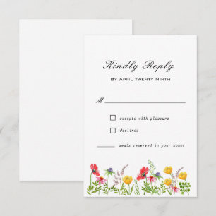 Aquarellfarben-Wildblumen mit RSVP-Karte RSVP Karte