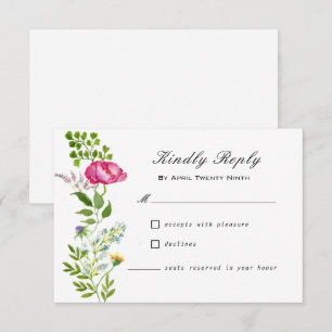 Aquarellfarben-Wildblumen mit RSVP-Karte RSVP Karte