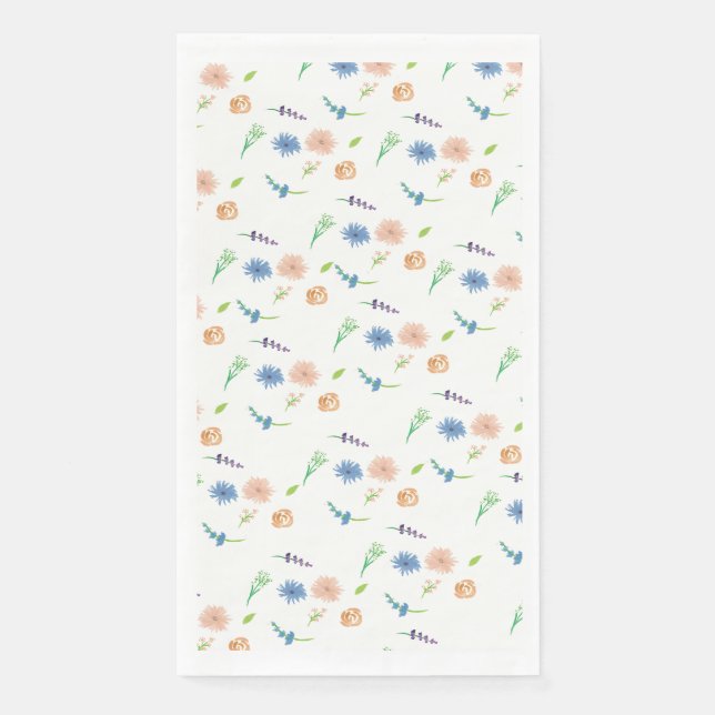 Aquarellfarben Wildblumen Pastellfarbenes Muster Serviette (Vorderseite)