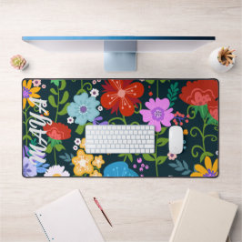 Aquarellfarben Wildblumen Personalisierter Skriptn Schreibtischunterlage