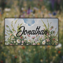 Aquarellfarben-Wildblumen Personalisierter Skriptn Schreibtischunterlage