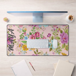 Aquarellfarben Wildblumen Personalisierter Skriptn Schreibtischunterlage