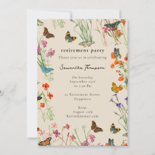 Aquarellfarben Wildblumen Schmetterlingsbekämpfung Einladung