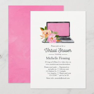 Aquarellfarben Wildblumen Spring Virtual Baby Dusc Einladung